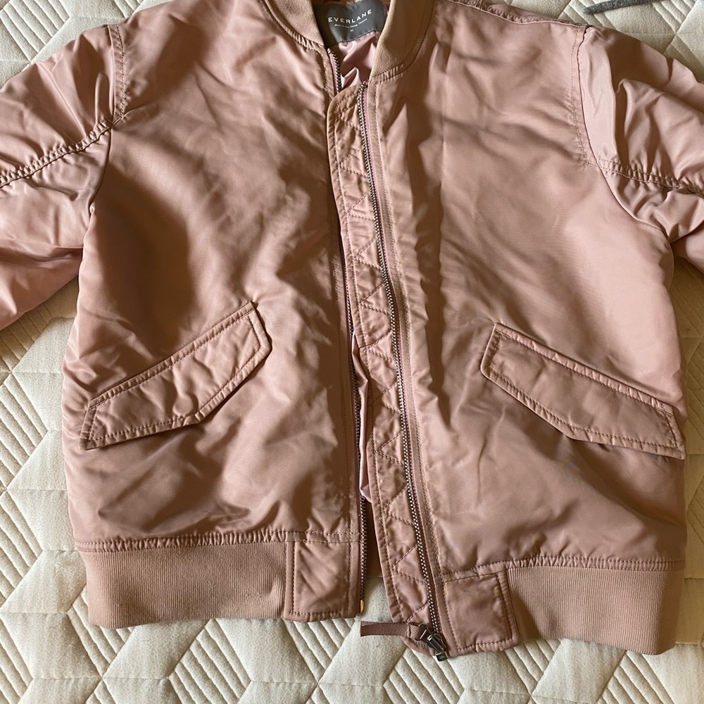 Light pink puffer bomber jacket